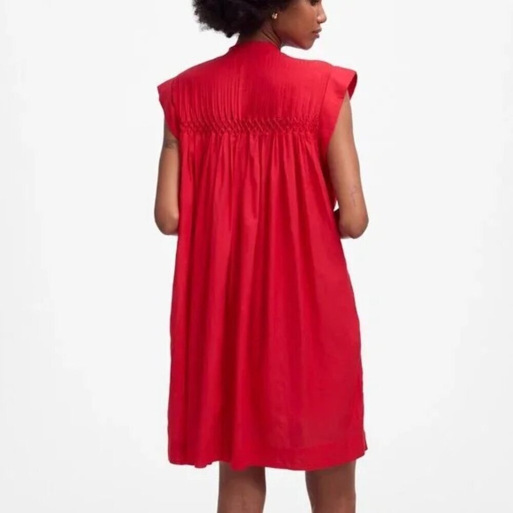 NWT Madewell Embroidered Donna Pleated Mini Dress Watermelon sz medium Pockets - Picture 2 of 16